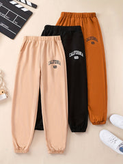 3pcs Girls California Graphic Sweatpants Jogger Set