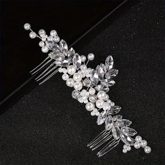 Faux Pearl Hair Comb Headdress Rhinestone Bridal Hairpin Ornaments