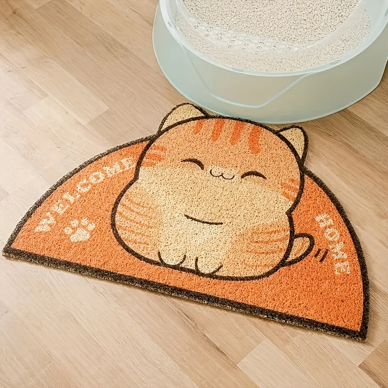 Cartoon Cat Litter Trapping Mat Non Slip Cat Feeding Pad