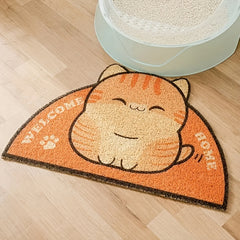 Cartoon Cat Litter Trapping Mat Non Slip Cat Feeding Pad