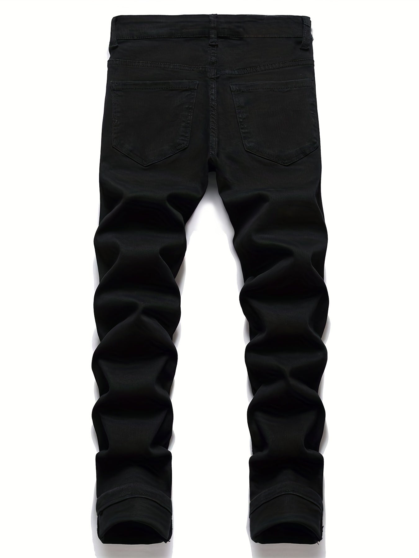 Casual Retro Style Solid Cotton Mid Stretch Jeans Mens Denim Pants