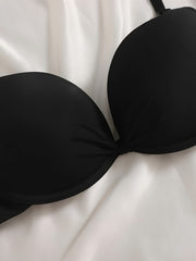 3pcs Solid T Shirt Bras Comfy & Breathable Push Up Bra