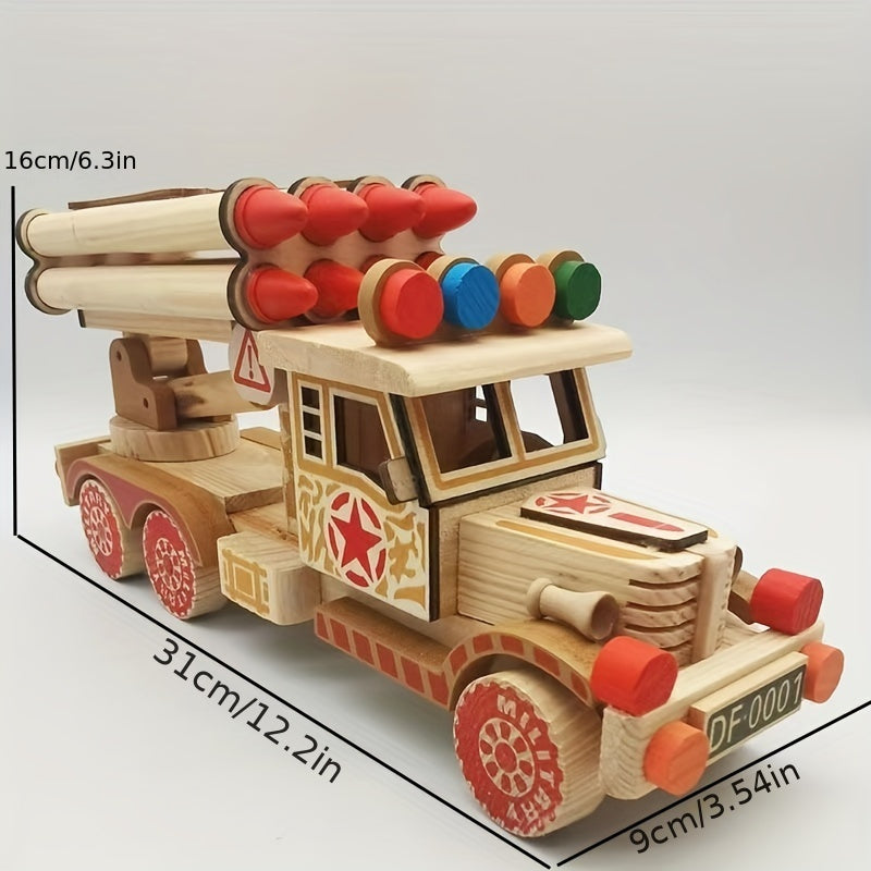 Rocket Military Wooden Model Car Toy Gift Hot Ornament