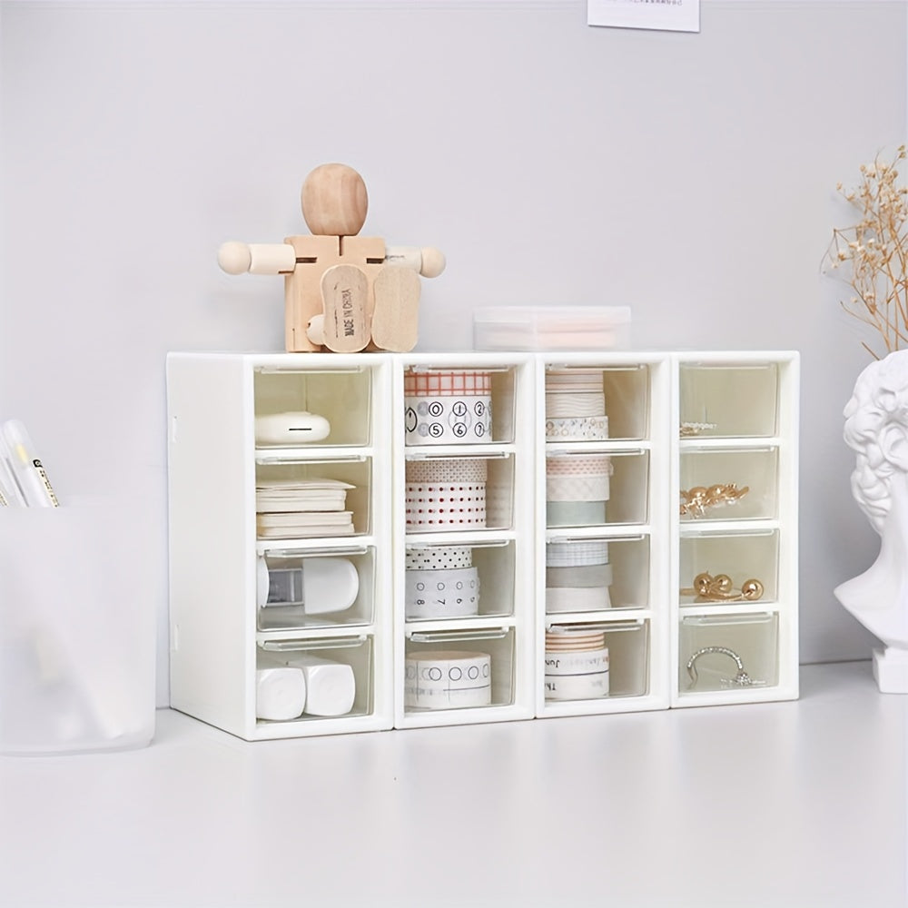 4pcs Small Drawer Storage Box Desktop Finishing Four Palace Grid Storage