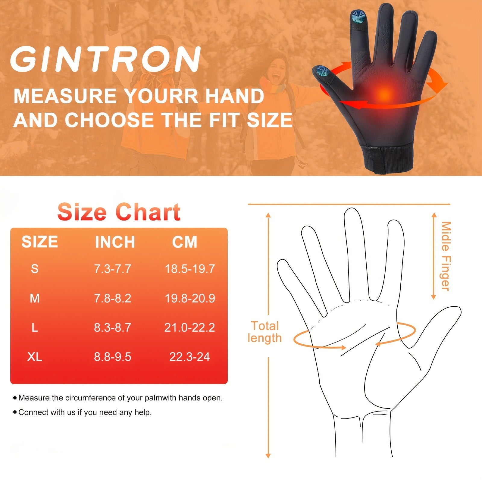 Touch Screen Winter Gloves for Men Women - Windproof Waterproof Running Gloves