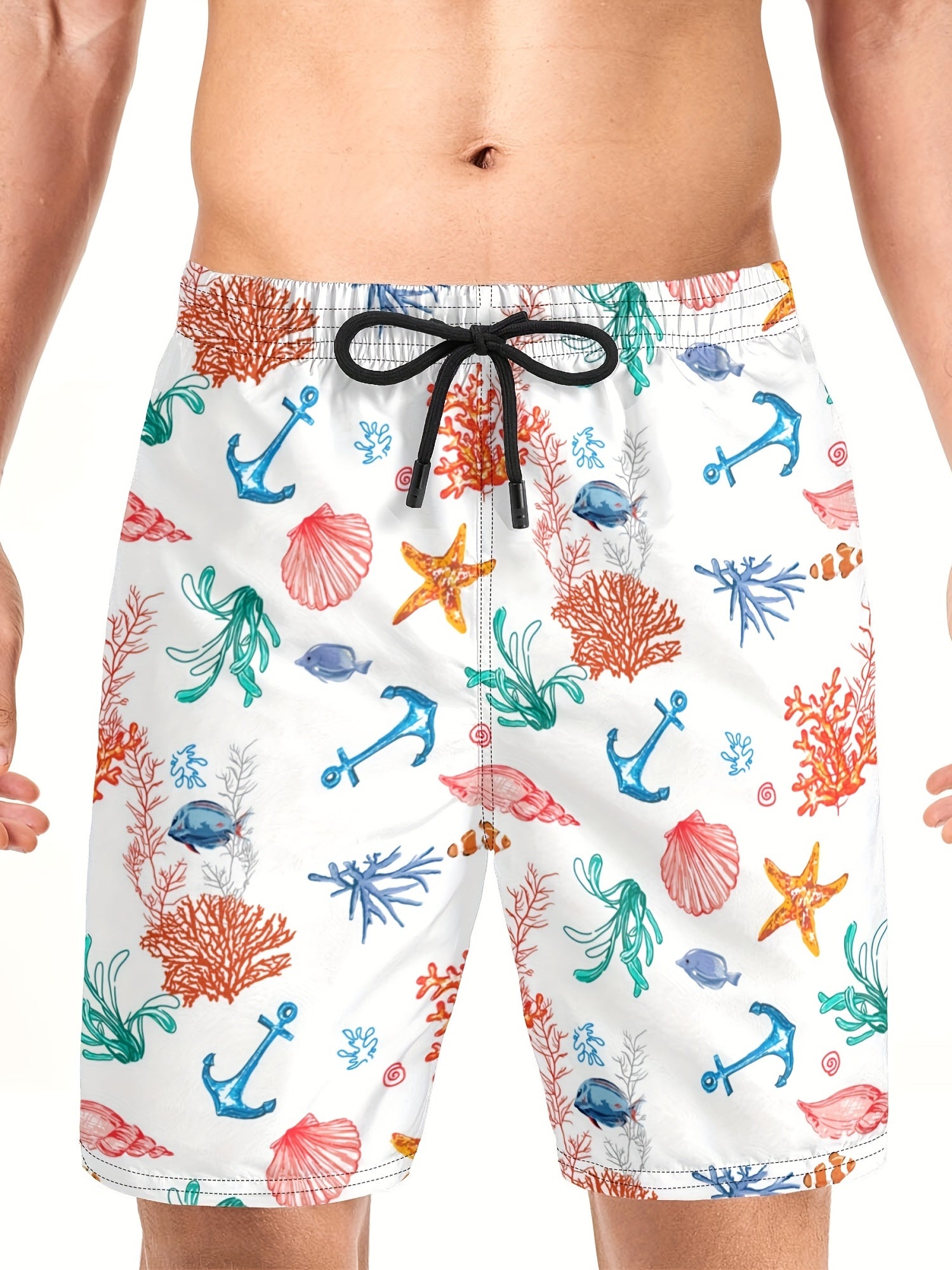 Animal Print Quick Dry Drawstring Men's Swim Trunks