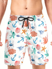 Animal Print Quick Dry Drawstring Men's Swim Trunks