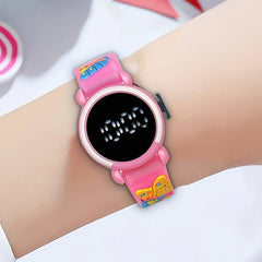 LED Electronic Wristwatch for Women Pink Digital Display Character Gift