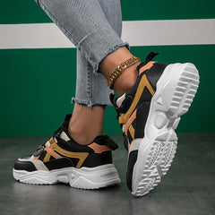 Women's Mesh Chunky Sneakers Lace Up Platform Shoes