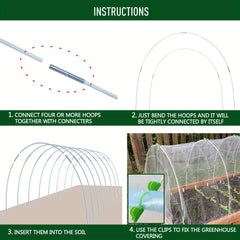 25pcs Garden Greenhouse Hoops DIY Plant Support 76 Wide