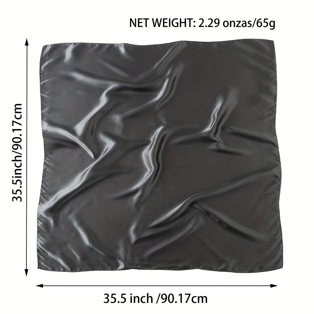Gray Satin Square Scarf Classic Casual Shawl Women Head Wrap Bandana