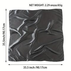 Gray Satin Square Scarf Classic Casual Shawl Women Head Wrap Bandana