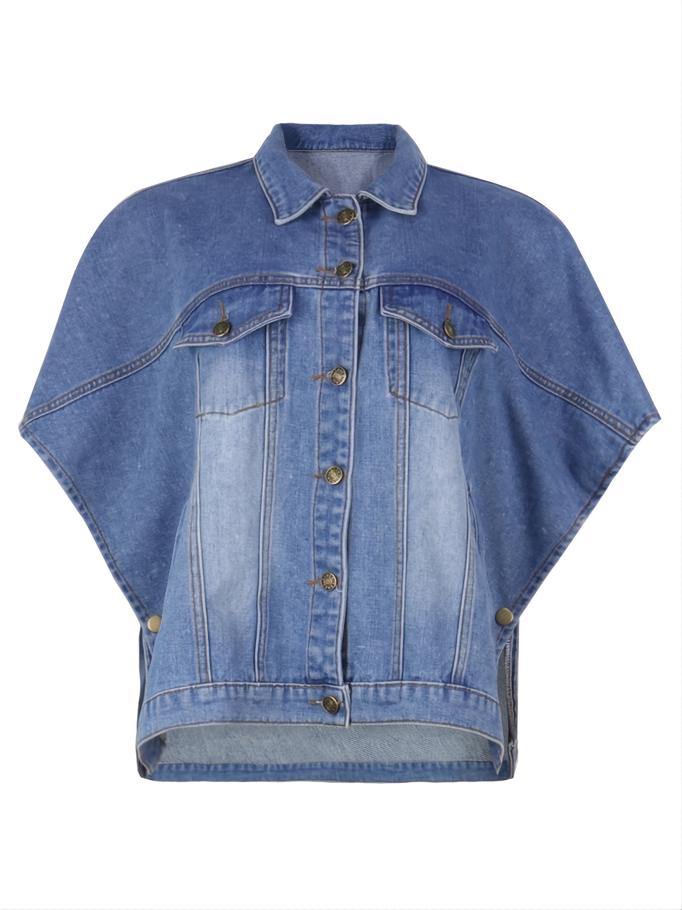 Women's Denim Poncho Cloak Cape Washed Denim Jackets