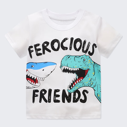 FEROCIOUS FRIENDS Boy's T-shirt - Short Sleeve Crew Neck Top