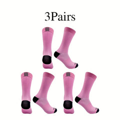 3 Pairs Unisex Letter Pattern Cycling Socks Breathable Comfortable Mid-tube