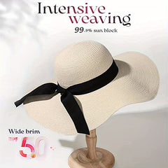 French Style Sun Hat Wide Brim Straw Beach Hats for Women