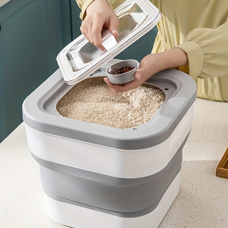1pc Folding Rice Bucket Large Capacity Cereal Storage Container