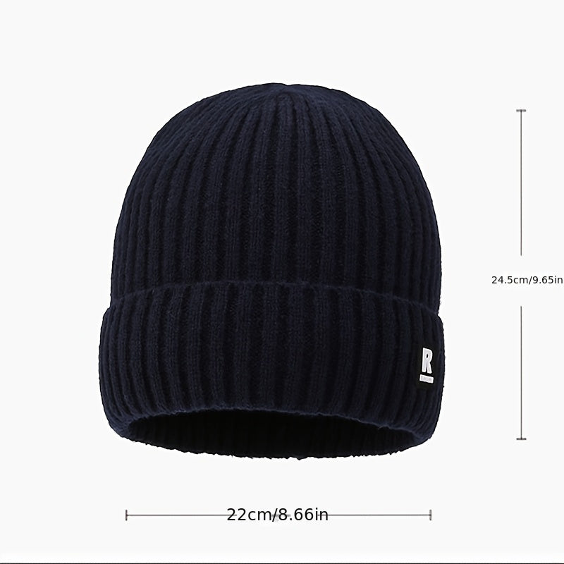 Winter Thickened Knitted Beanie Hat Ski Hat Ear Protection Warm Hat