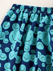 Toddler Girls Cartoon Smile Face Jogger Pants Casual Loose Elastic Waist