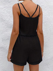 Sleeveless Eyelet Romper Jumpsuit Women's Clothing