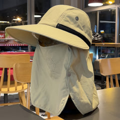 Summer Wide Brim Sun Hat UV Protection Bucket Hat with Face Cover