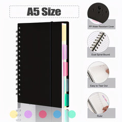 A5 Spiral Notebooks with 5 Colored Dividers - 240 Pages