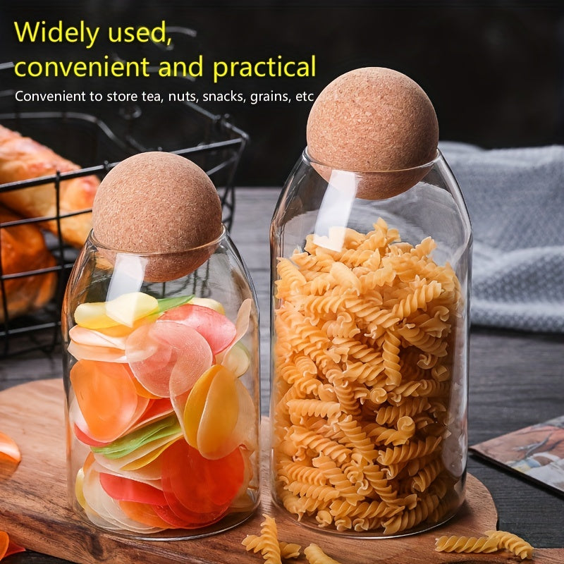3pcs Clear Glass Storage Jar with Cork Lid, Airtight Canister Set