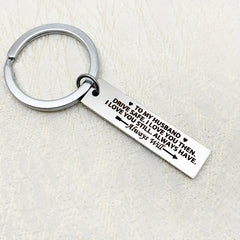 Husband DRIVE SAFE Tag Keychain Metal Key Ring Couples Anniversary Gift