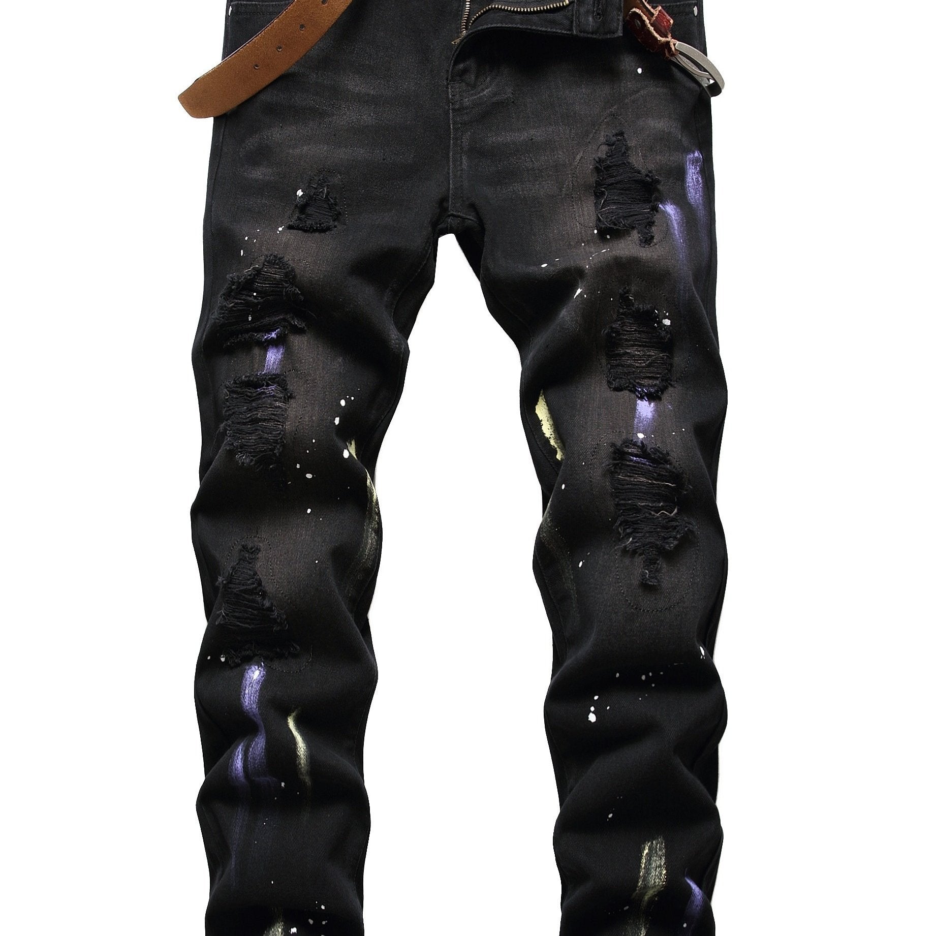 Men's Ripped Washed Jeans Streetwear Denim Pants