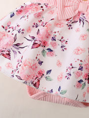 Newborn Baby Girls Floral Romper Ruffle Sleeve Bodysuit & Headband