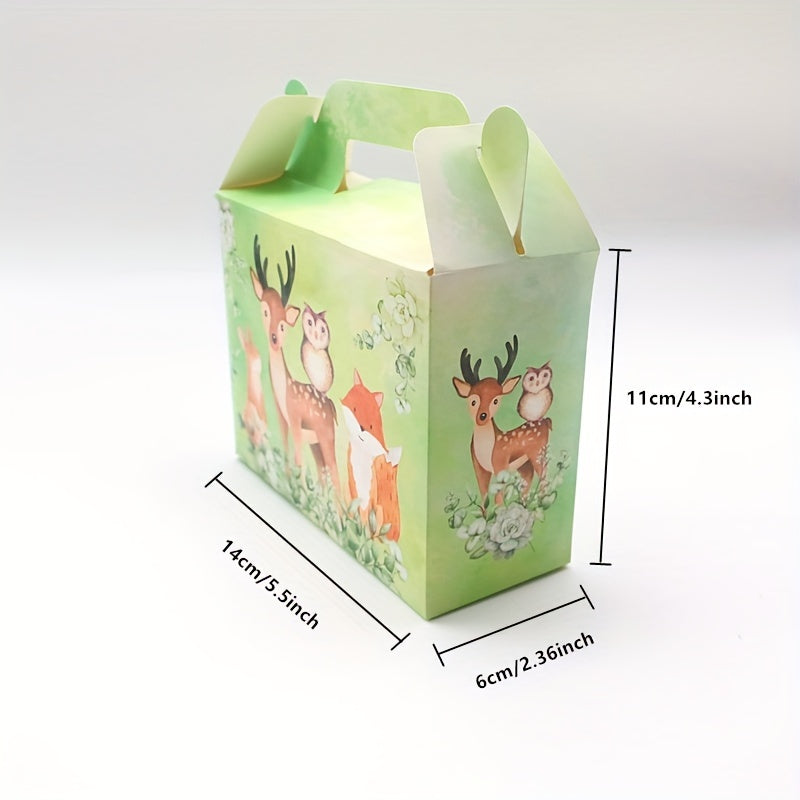 6pcs Jungle Safari Animal Party Gift Bags Square Treat Boxes Snack Boxes