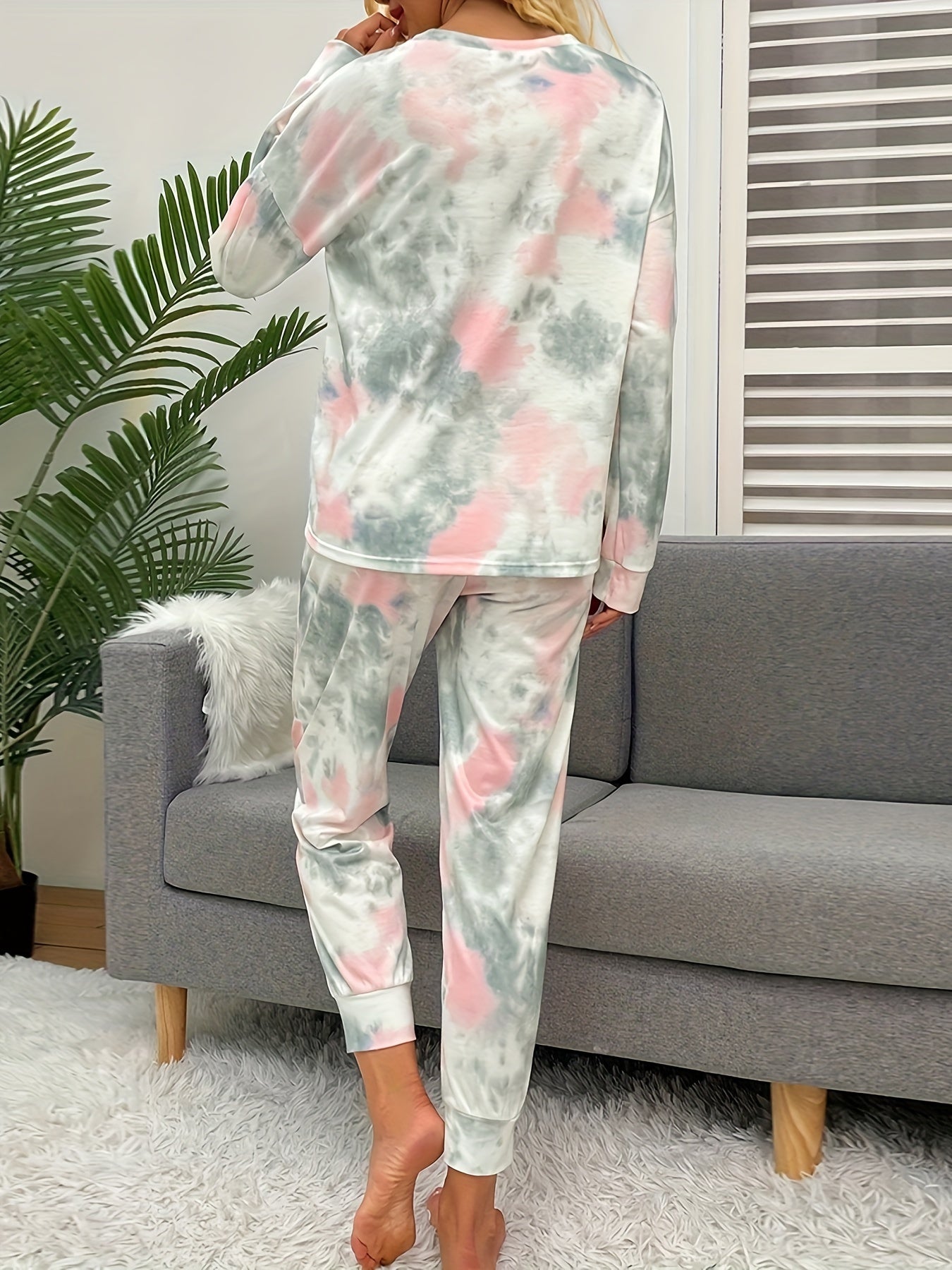 Tie Dye Lounge Set Long Sleeve Top & Pants