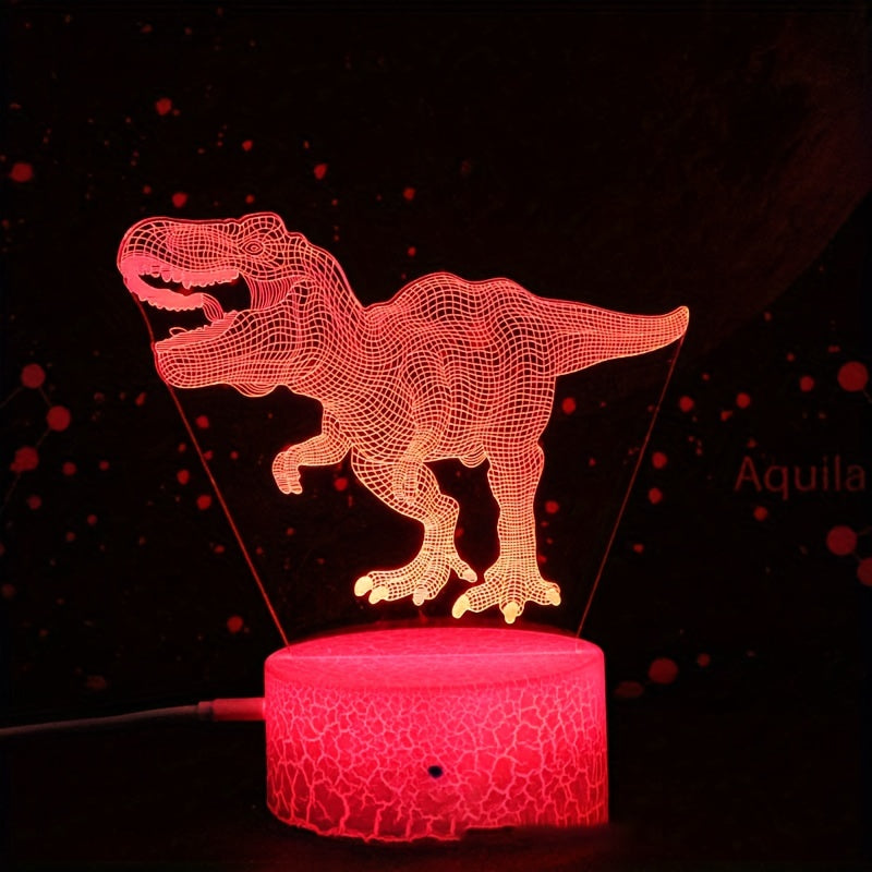 Dinosaur Toy 16 Colors 3D Illusion Bedside Lamp T Rex Nightlight Kids Gift