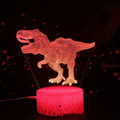 Dinosaur Toy 16 Colors 3D Illusion Bedside Lamp T Rex Nightlight Kids Gift