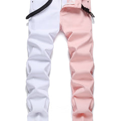 Slim Fit Block Jeans Men's Casual Stretch Street Style Jeans