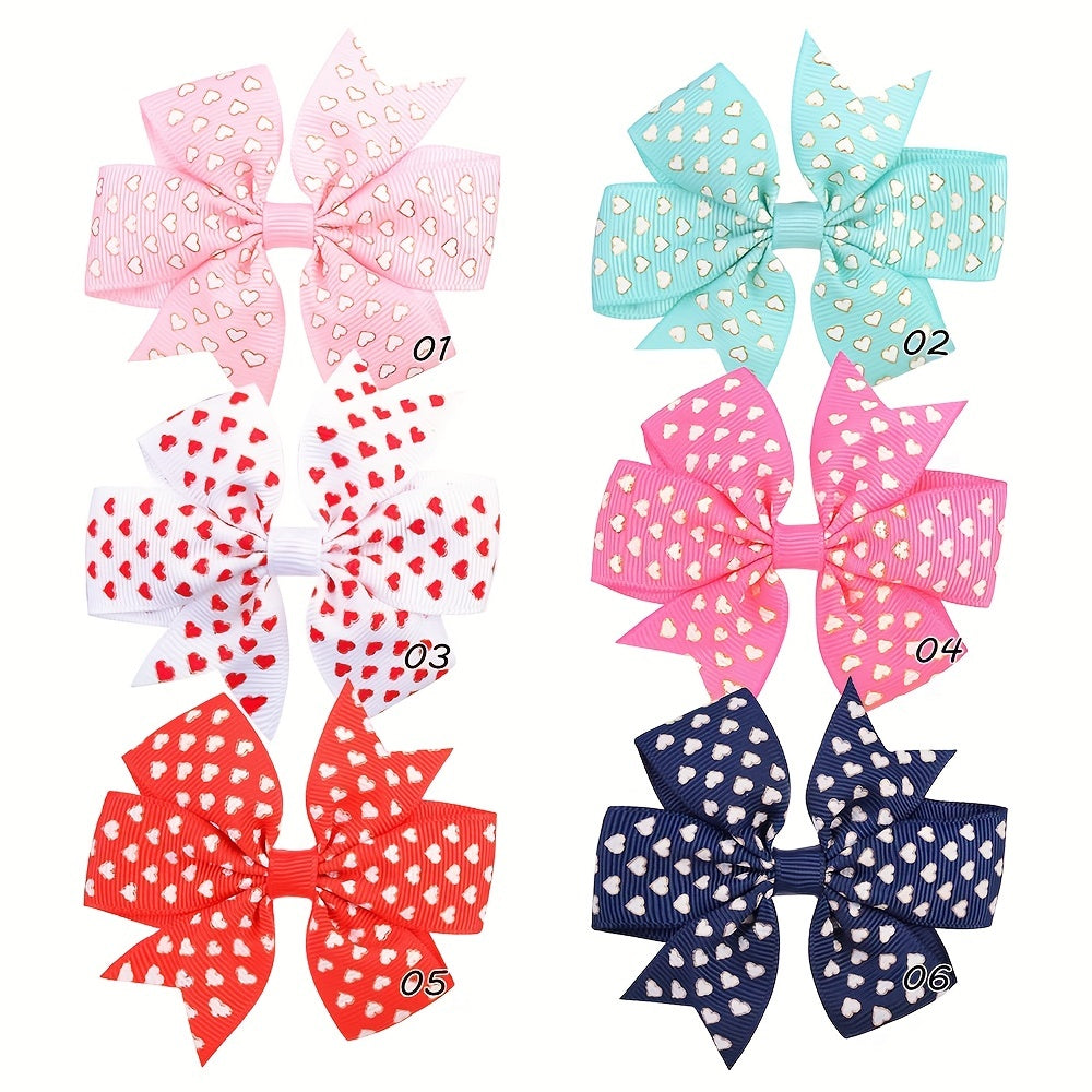 6pcs Candy Ribbed Bow Hair Clip Set for Kids