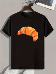 Croissant Print Men's Graphic T-shirt for Summer