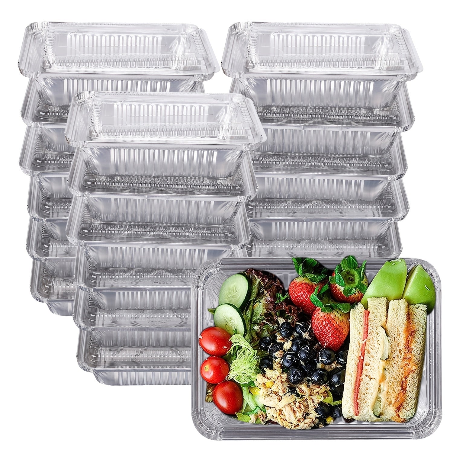 20pcs 23 X 9 Aluminum Pan With Lid Durable Disposable Foil Pans