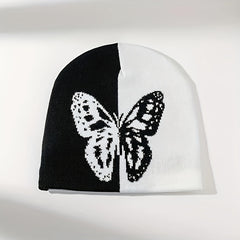Y2K Jacquard Butterfly Beanie Knitted Hat Cap for Warmth