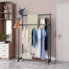 2 Layer Carbon Steel Coat Rack with Pulley Self Assembly Required
