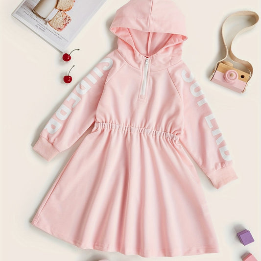 Toddler Girls' Zip Front Hooded Sweatshirt Dress