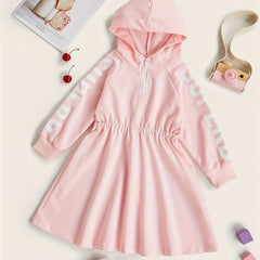 Toddler Girls' Zip Front Hooded Sweatshirt Dress