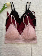 3pcs Lace Wireless Bras Breathable Stretch Intimates Lingerie