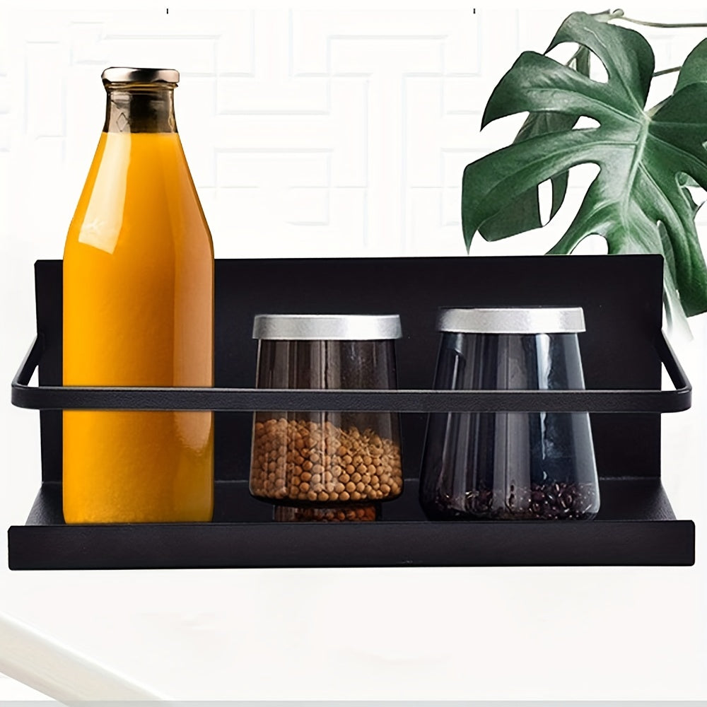 Magnetic Condiment Rack Spice Bottle Organizer with 4 Hooks
