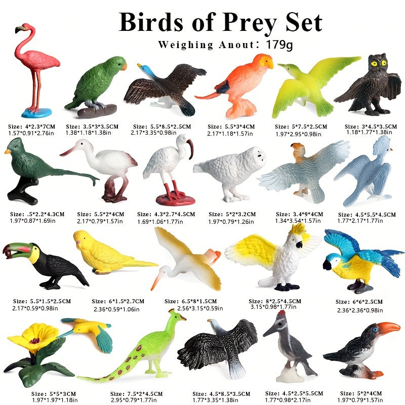 22pcs Animal Dolls Cognitive Toy Set - Parrots, Flamingos - Children's Puzzle