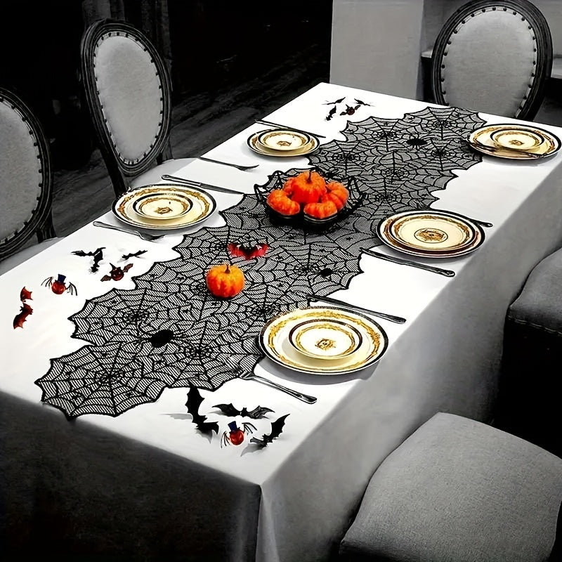 Halloween Lace Spider Web Tablecloth Flag Decoration