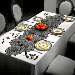 Halloween Lace Spider Web Tablecloth Flag Decoration