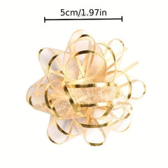 5pcs Shining Film Snow Yarn Star Pull Flower Laser Butterfly Bow Ribbon Wedding
