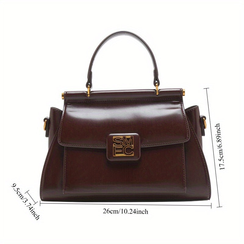 Vintage Split Tote Bag with Shoulder Strap - Large Capacity Women's Handbag