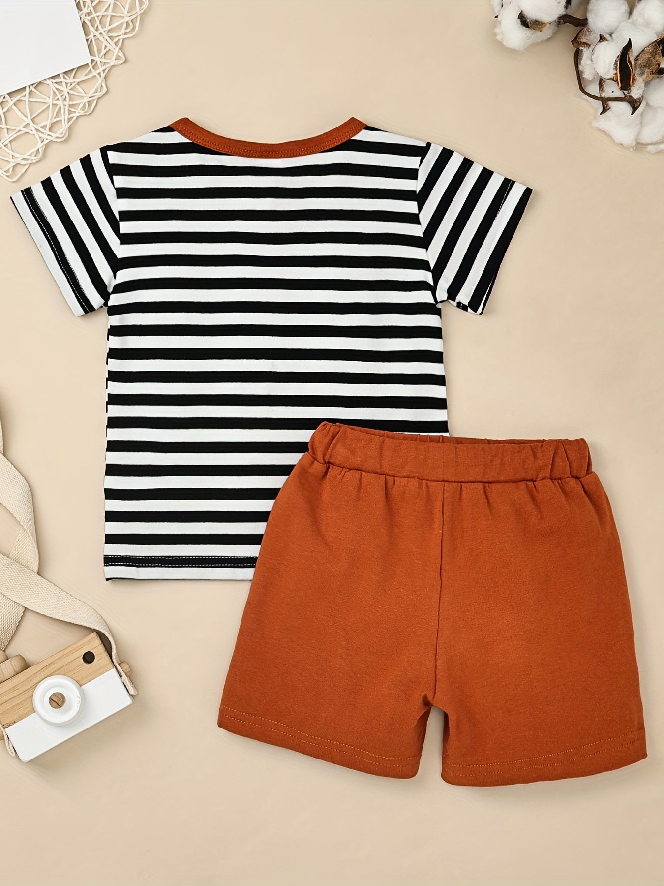 Baby Casual Striped Pocket T-shirt & Shorts Set for Summer